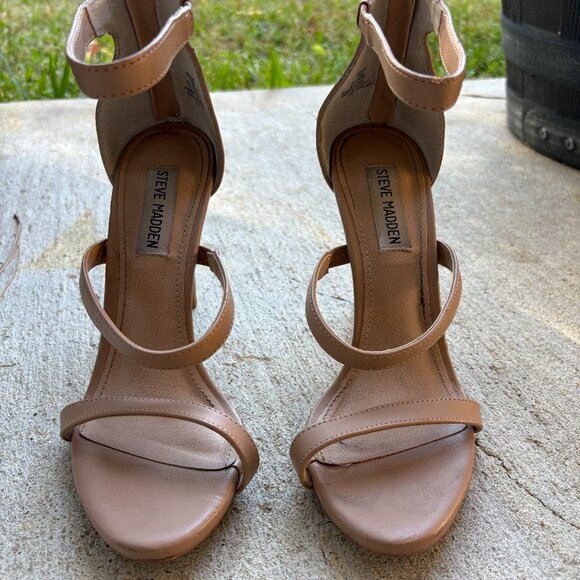 Steve Madden Nude Strappy Stilettos Size 8 - Picture 1 of 4